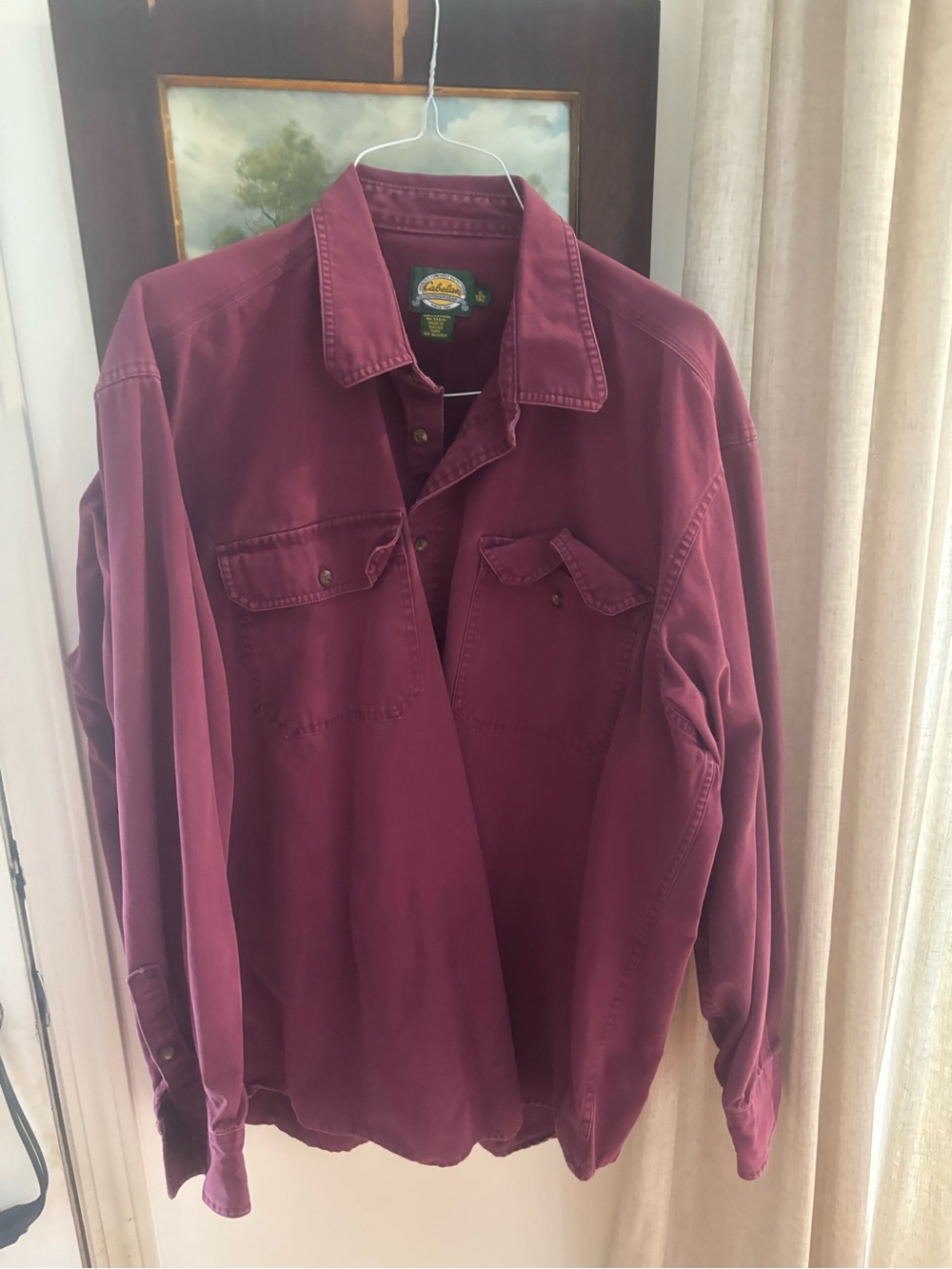 Cabela's Maroon Cotton Button-Up Shirt